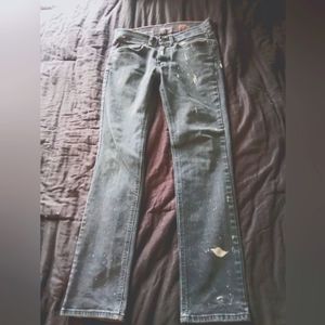 Urban Pipeline Black Denim Super Skinny Bleach Stains 29Wx30L